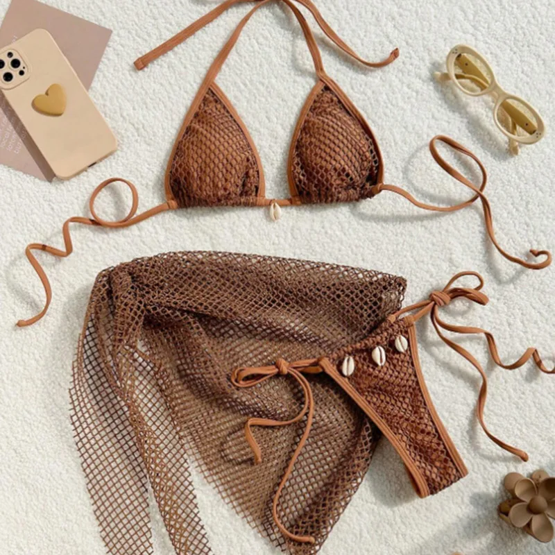 Zdjęcie 2025 seksowne bikini damskie stroje kąpielowe damskie trzyczęściowe stroje kąpielowe plażowe stroje kąpielowe kostiumy kąpielowe brazylijskie bikini zestaw kąpiący w basenie