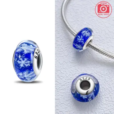 Image de Breloques Murano Rose & Bleu - Perles Papillon pour Bracelet Argent 925