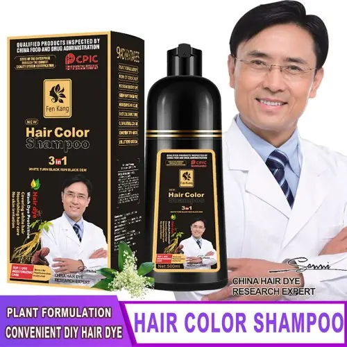Image de Shampoing Colorant Noir Naturel 3 en 1 - Teinture Cheveux Facile