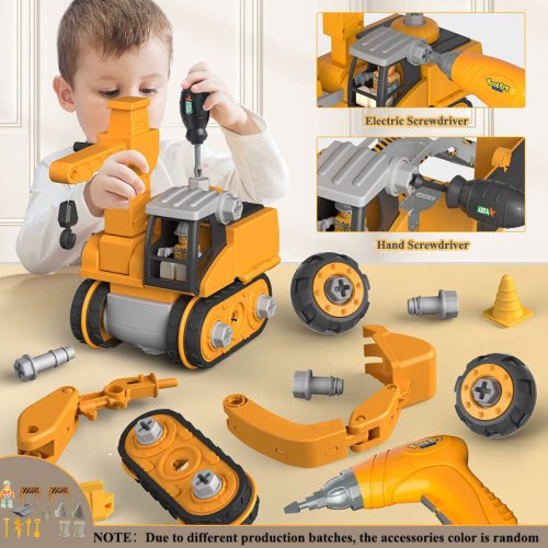 Image of Kids Engineering Vehicle with Electric Drill Tool Set – Educational Building Kit for Boys and Girls – STEM Learning Toy with Realistic Tools and Assembly Parts