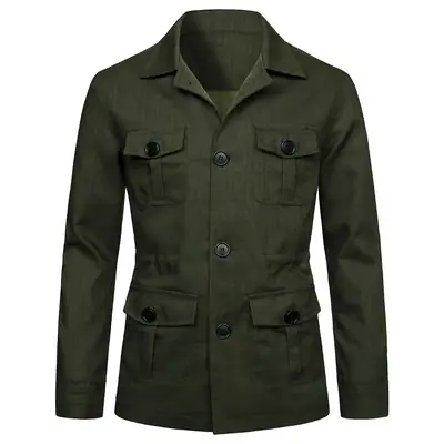 Image de Manteau Safari Homme en Lin - Style Rétro Britannique
