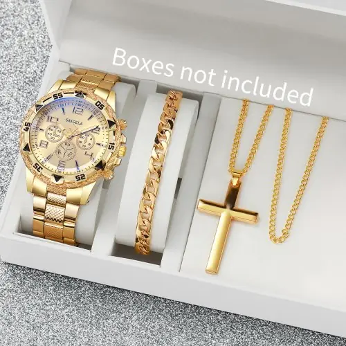 Image de Ensemble de 3 Montres Homme Quartz Luxe Acier - Style Moderne