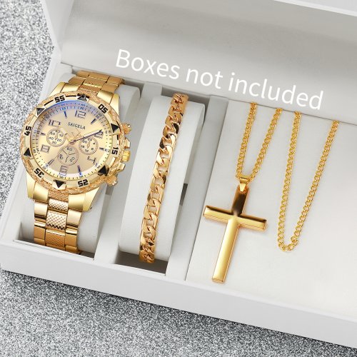 Image de Ensemble de 3 Montres Homme Quartz Luxe Acier - Style Moderne