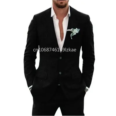 Image de Costume Lin Homme Élégant 2 Pièces 2024