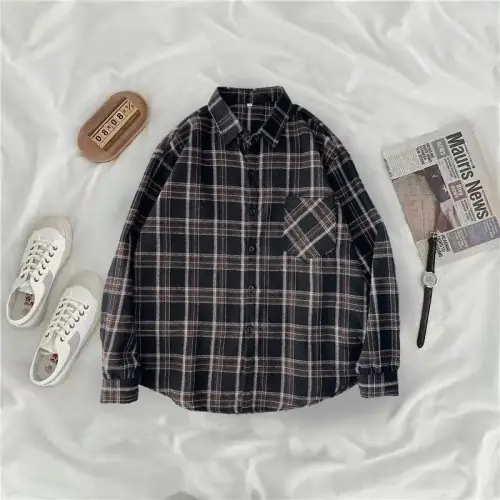 Image de Chemise Vintage à Carreaux Oversize Femme
