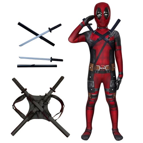 Immagine di Costume da Bambino Deadpool di Alta Qualità – Tuta Cosplay per Halloween e Feste Tematiche