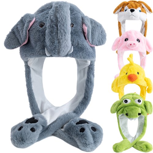 Image of New Style Unisex Funny Ear Hat Animal Elephant Couple Cute Ear Moving Up Cap Men Women Rabbits Ears Plush Winter Lovely Hat ﻿