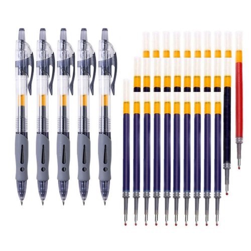Image of 0.5mm Retractable Gel Pens Set with Black, Red, and Blue Ink – Smooth Writing Ballpoint Pens for Office, School, and Everyday Use