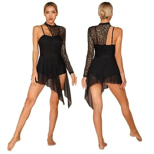 Image de Justaucorps de Danse Élégant avec Dentelle Transparente