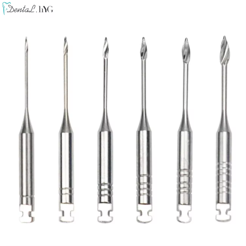 Afbeelding van 6-delige set professionele tandheelkundige endodontische gliddenboortjes van roestvrij staal, 32 mm, voor rotatieve motor, geschikt voor endodontische behandelingen