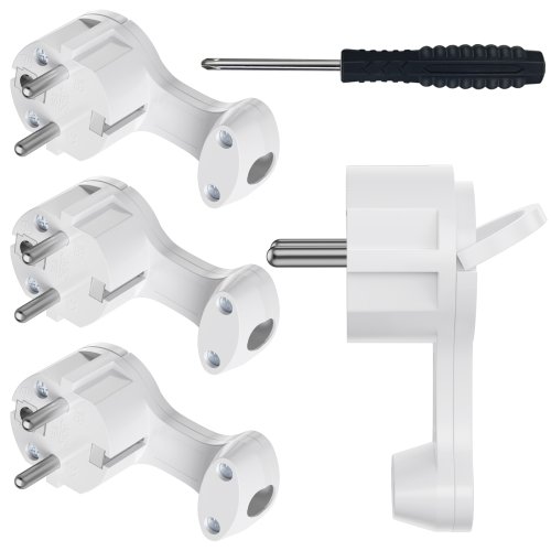 Zdjęcie Adapter z płaską wtyczką EU z składanymi uchwytami – 4 sztuki do gniazd Schuko, standard francuski i niemiecki