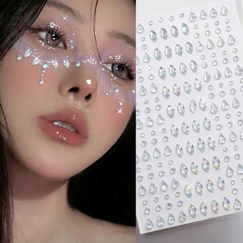 Bild von 3D-Holografische Strass-Aufkleber – Glitzernde Gesichts- & Haar-Dekoration