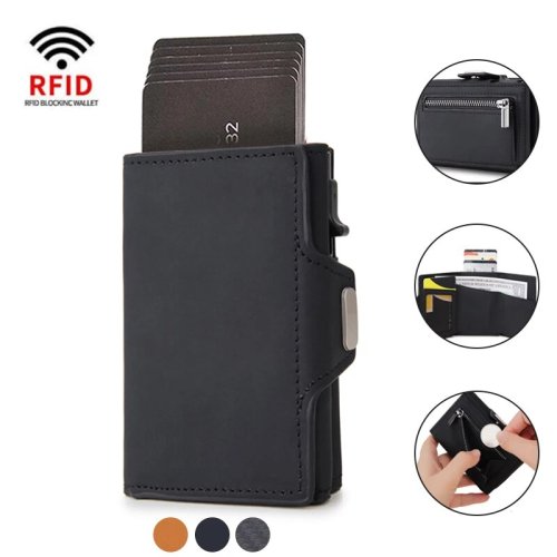 Image of Rfid Carbon Fiber Card Holder Men Wallets Slim Thin Coin Pocket ID Bank Credit Cardholder Case Aluminum Minimalist Smart Wallet