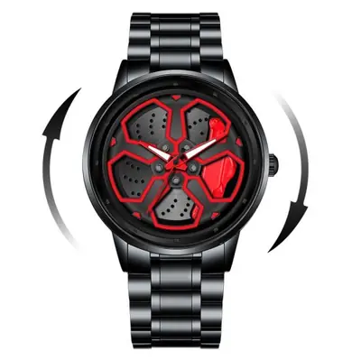 Image de Montre Homme Sportive Noire - Bracelet Acier Inoxydable