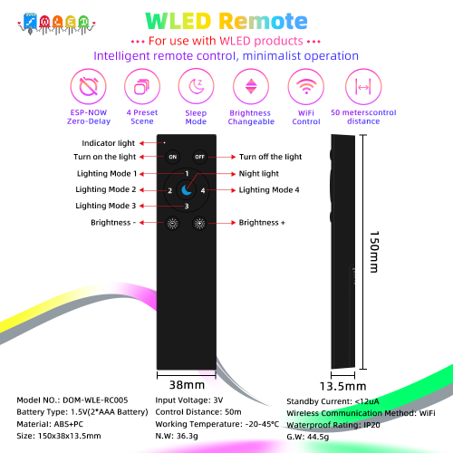 Image de Contrôleur LED ESP32 DOMRAEM - Puissance 16A, Double Entrée 5-24V