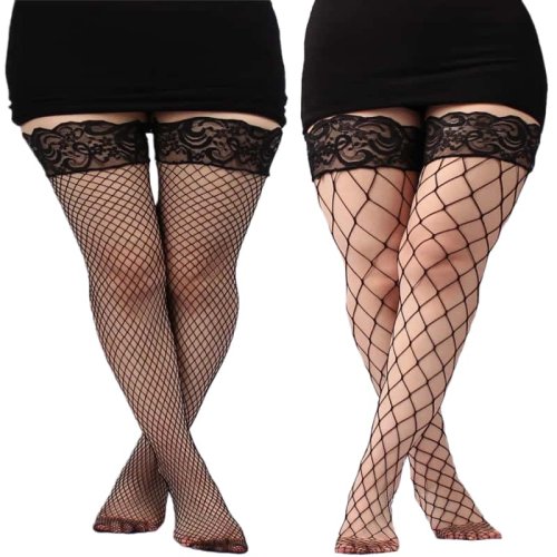 Bild von Sexy Overknee-Strümpfe aus Mesh – Plus Size Schwarz