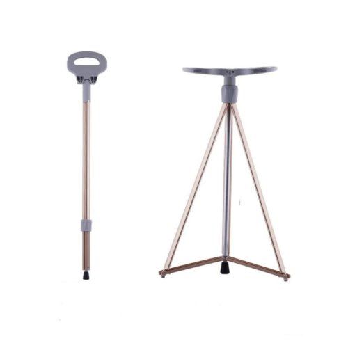Image of Folding Stool Cane for Seniors Outdoor Converts Walking Stick to Seat 150kg Aluminum Alloy Lightweight Portable Park Queue Trave
