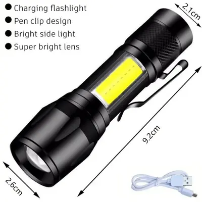 Torche Tactique LED 2000LM Ultra Lumineuse - Zoom & Batterie Rechargeable