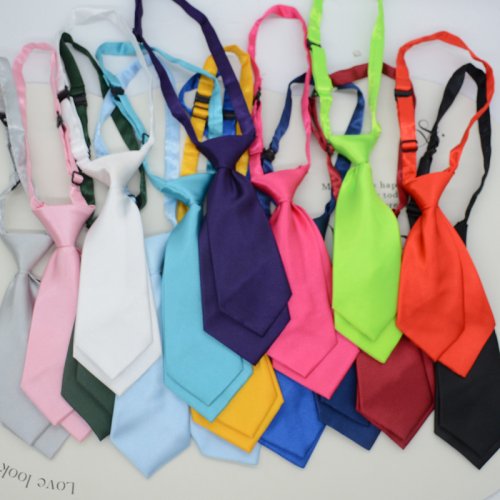 Image of Simple Solid Color Double Layer Necktie for Women – Comfortable Lazy Tie for College Students, School Uniforms, and Casual Wear