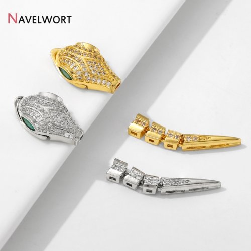 Image of 18K Gold Plated Brass With Zircon Snake Connector Clasp For Pearl Necklace Making Supplies,Clasps For Bracelets,DIY Accessories