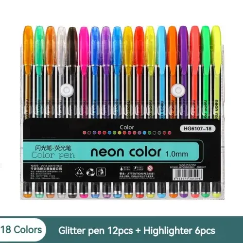 Image de Stylos Gel Pailletés Métalliques - 100 Couleurs