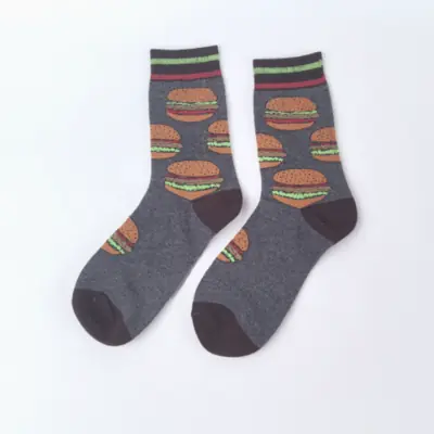 Chaussettes Mi-Mollet Imprimé Ketchup & Frites - Style Drôle Unisexe