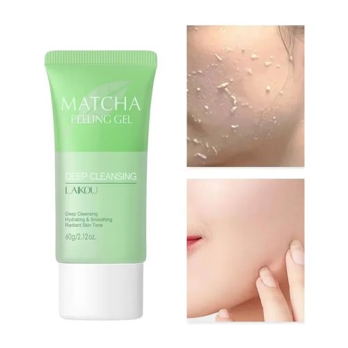 Immagine di Gel Esfoliante Viso Naturale al Tè Verde Matcha con Crema Idratante e Nutriente per una Pelle Rinnovata e Riparata - 60g