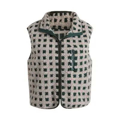 Image de Cardigan à Carreaux Flous Col Montant - Style Y2K