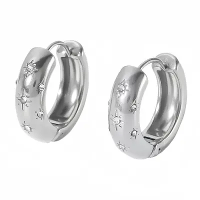 Image de Boucles d'oreilles créoles plaquées or 18 carats avec zircon