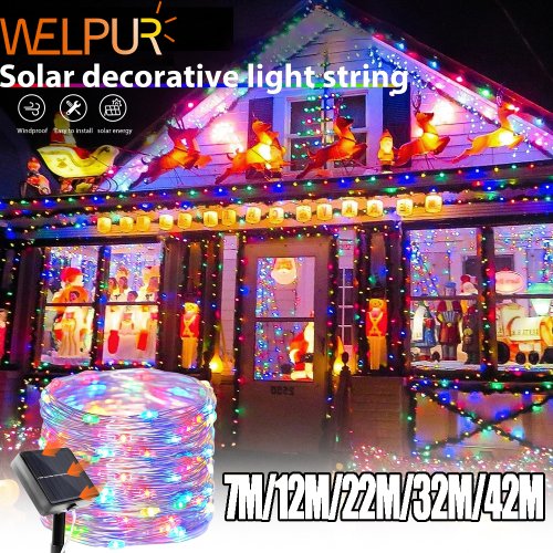Bild von Solar Lichterkette mit 400 LEDs – Wasserdicht für Außenbereich, Weihnachtsbeleuchtung für Garten, Hof, Terrasse und Party-Dekoration