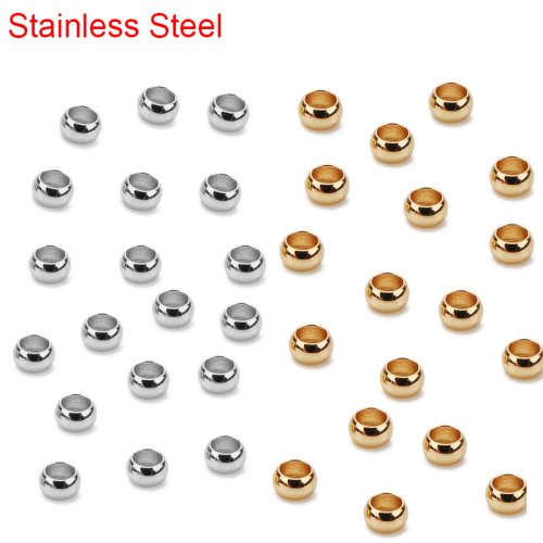 Image de Perles à Sertir Acier Inoxydable 2-3mm - Lot de 100