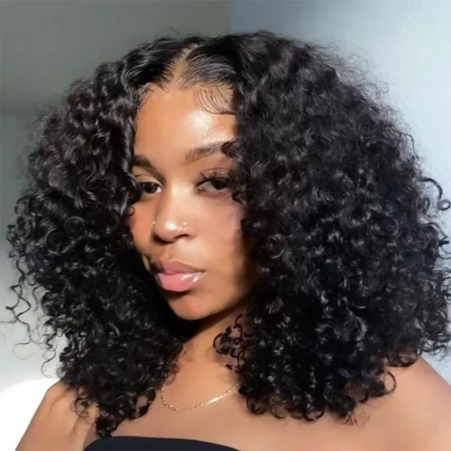 Image of Luxurious Brazilian Curly Short Bob Wig with 13x4 HD Lace Front & Deep Water Wave 4x4 Lace Front Wig in 100% Human Hair – 14 to 16 Inch Natural Look for Women
