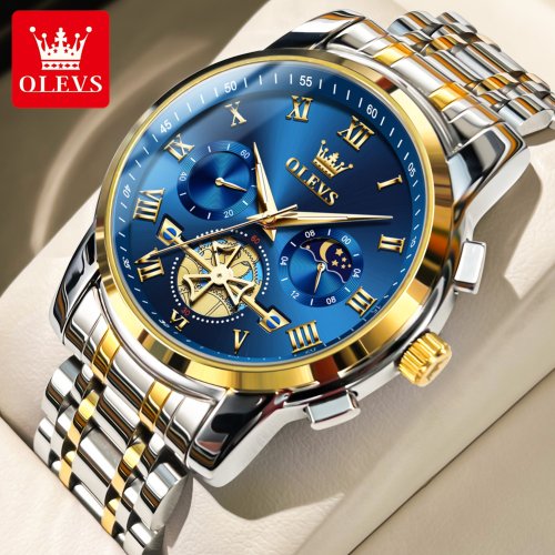 Image of Olevs 2859 Luxury Stainless Steel Waterproof Quartz Watch for Men with Chronograph and Luminous Dial – Elegant Timepiece for Modern Gentlemen