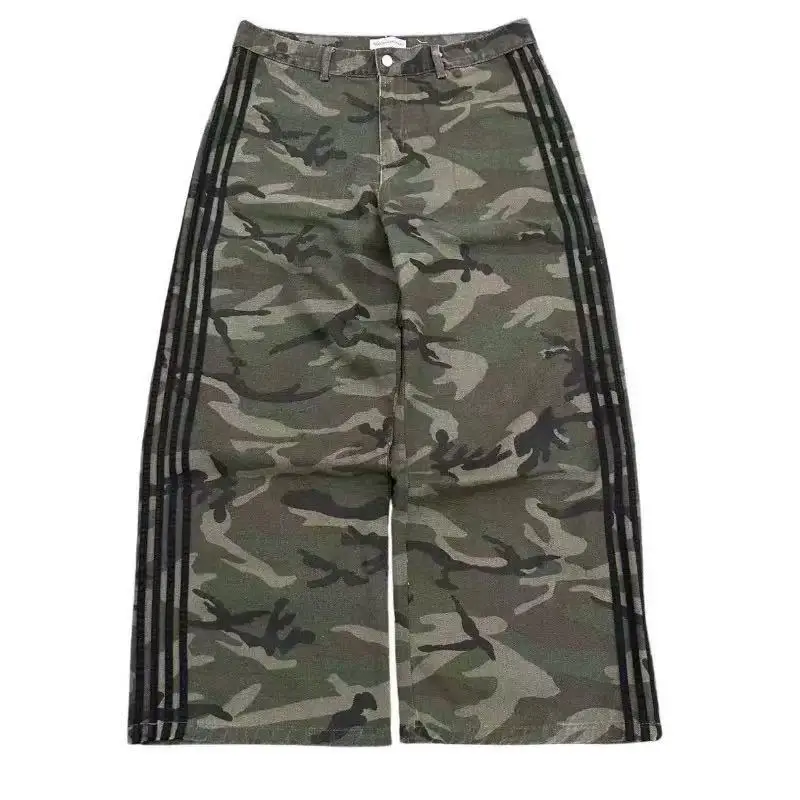 Imagen de Jeans anchos a rayas estilo Y2K para hombre y mujer, cintura baja, diseño gótico, pantalones casuales de streetwear con corte holgado y estilo hip hop