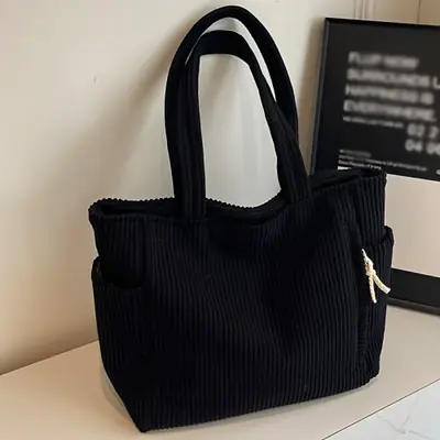 Image de Sac à Main Velours Côtelé - Grand Capacité & Style Décontracté