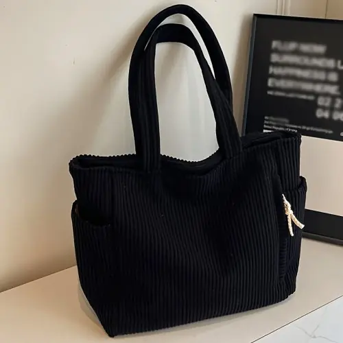 Image de Sac à Main Velours Côtelé - Grand Capacité & Style Décontracté