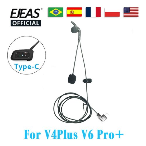 Afbeelding van Bluetooth Intercom met Type-C Interface voor Motorhelm V4 Plus en V6 Pro - Hoofdtelefoon met Oorbescherming en Hoge Kwaliteit Geluid