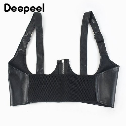 Immagine di Cintura con Bretelle Nere da 80 a 100 cm con Corsetto Decorativo e Regolazione - Stile Sexy Punk Femminile