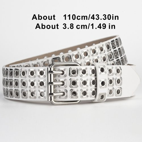 Immagine di Perline quadrate alla moda innovative, chiodi di salice, tre occhi di scarico, punk street cool, cinture personalizzate per uomo e donna