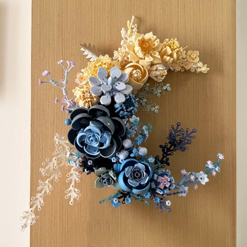 Image of Creative Expert Eternal Moon Flowers Building Blocks Home Decoration Wall Hanging Rose Bouquet DIY Bricks Girls Valentine Gifts