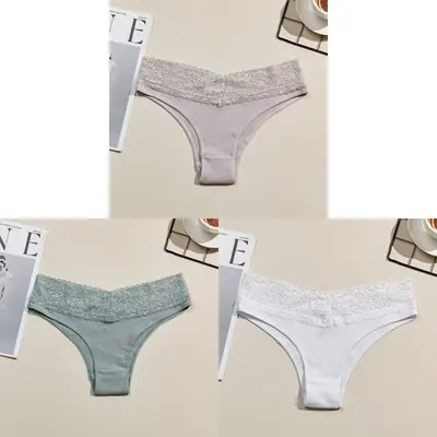 Image de 3 Slips Femme Coton Respirant Sans Couture