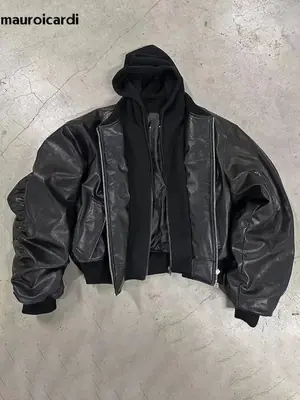 Image de Bomber Homme Noir Surdimensionné - Style Luxe & Chaud