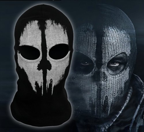 Bild von Taktische Baumwoll-Sturmhaube im Geisterstil mit Totenkopf-Design – Vielseitige Gesichtsmaske für Cosplay, Militär, Motorrad, Skifahren und Halloween-Partys