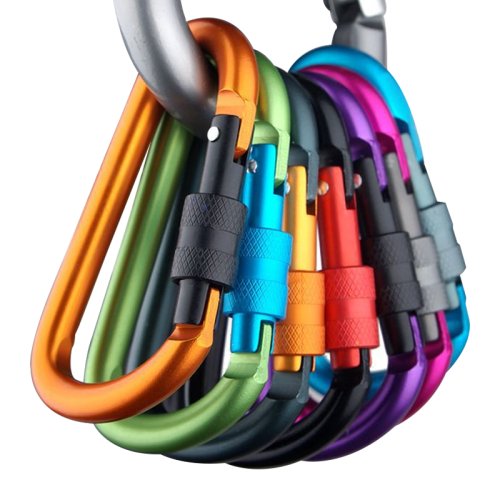Bild von 4er Set Karabinerhaken mit Schraubtor – Robuste Aluminium-Wanderklammern 7,5 mm Durchmesser für Outdoor, Camping und EDC-Ausrüstung