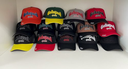 Imagen de Sombrero europeo americano GODSPPED, Bordado de letras 3D, ropa de calle, gorras de béisbol para hombres y mujeres, sombreros de malla para exteriores de Hip Hop de alta calidad