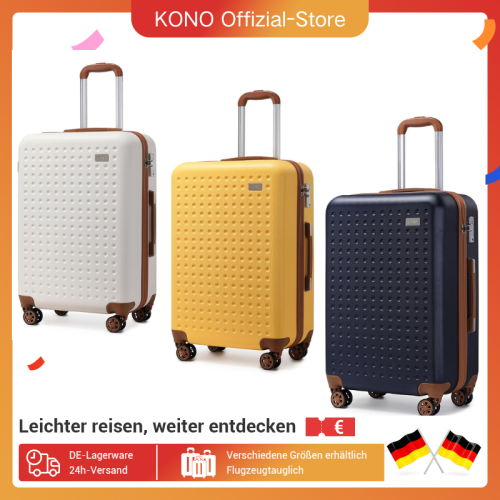 Immagine di Valigia Rigida Kono in ABS 100% con 8 Ruote Girevoli, Lucchetto TSA e Maniglia Telescopica – Disponibile in Taglie M, L, XL per Bagagli a Mano e Viaggi