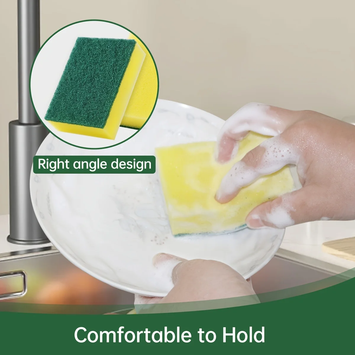 Image of Eco-Friendly Double-Sided Natural Scouring Pads – 20-Pack Biodegradable Kitchen Sponge Scrubbers for Dishwashing, Pot & Pan Cleaning