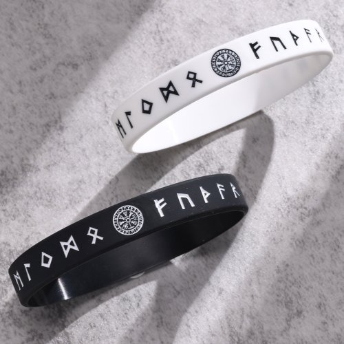 Immagine di Bracciale in Silicone Vnox con Bussola Viking – Stile Nordico per Uomo