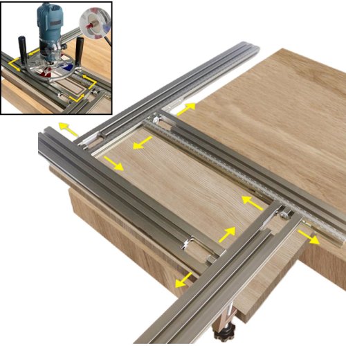 Bild von Trimmen Maschine Fräsen Nut Gravur Führungsschiene Multi-funktionale Einstellbare Rückseite Hilfs Führung Halterung Holzbearbeitung Werkzeug