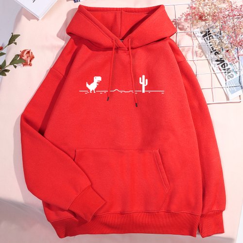Immagine di Felpa con cappuccio da piccolo dinosauro per malfunzione di rete uomo donna nuova felpa con cappuccio pullover addensata felpa con tasca carina autunno caldo felpa con cappuccio O-Nec